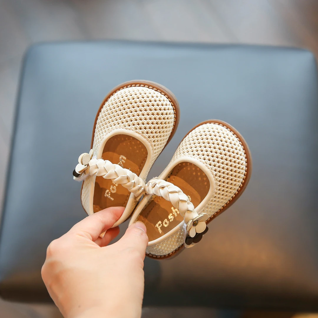 1-3岁小童公主鞋春夏秋不限季透气飞织单鞋软底婴儿学步鞋稳步鞋