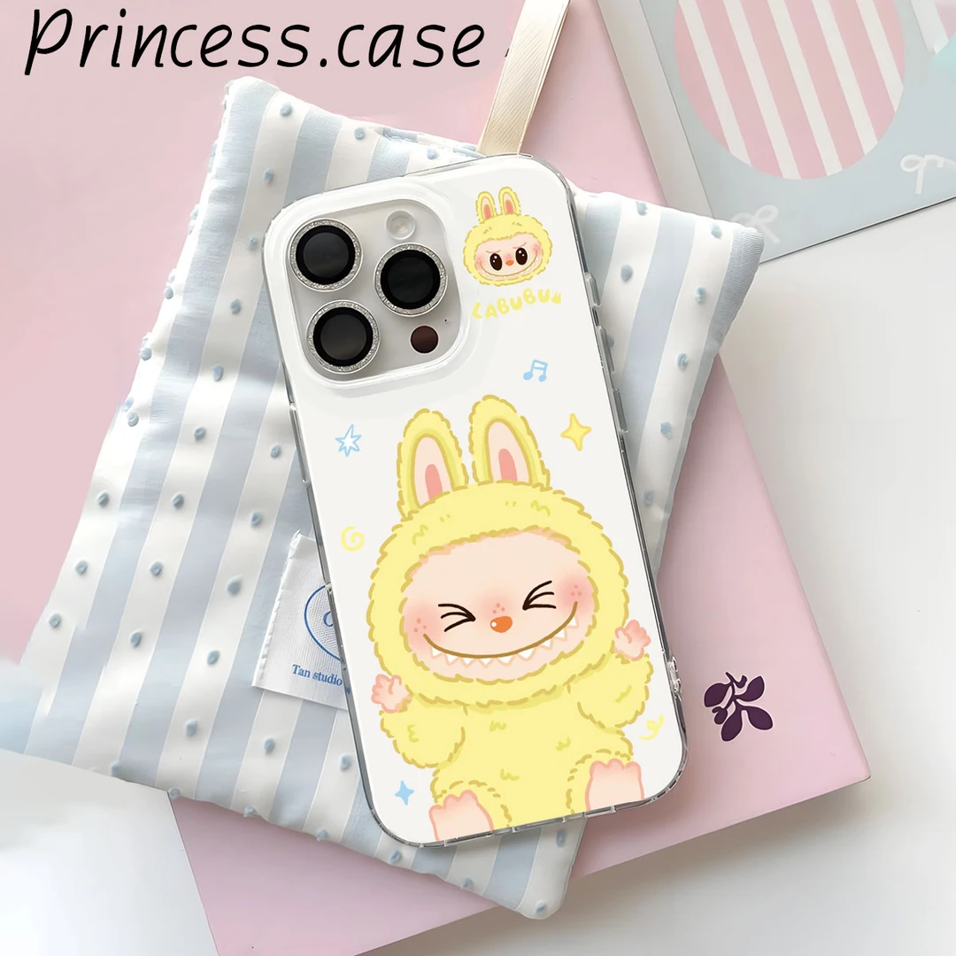 荧光黄拉布布女款适用苹果12/13/14/15/16 IMD双层手机壳