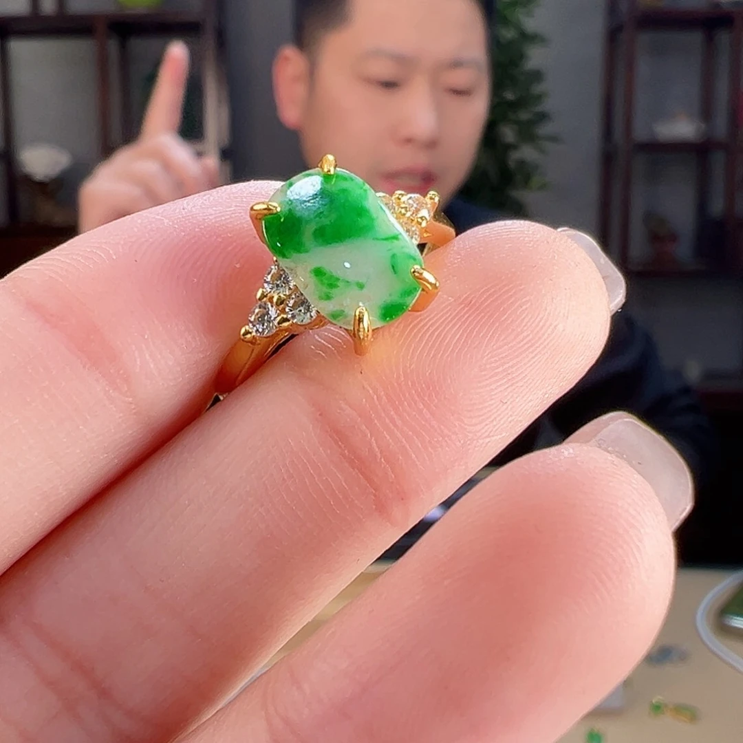 翡翠戒指银S925镶嵌戒指52