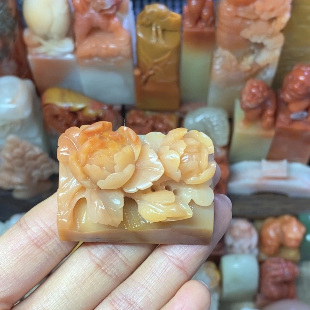 印石寿山石花开富贵