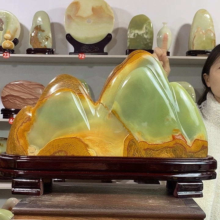 石材天然原石靠山石摆件