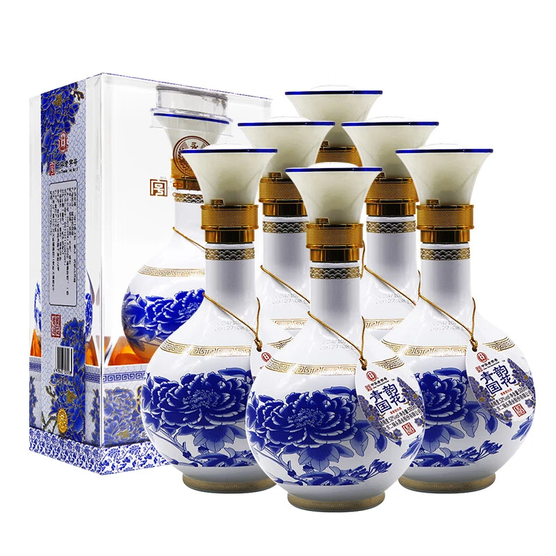 永丰牌北京二锅头白酒青花瓷国花52度清香型精美盒装酒52度500ml
