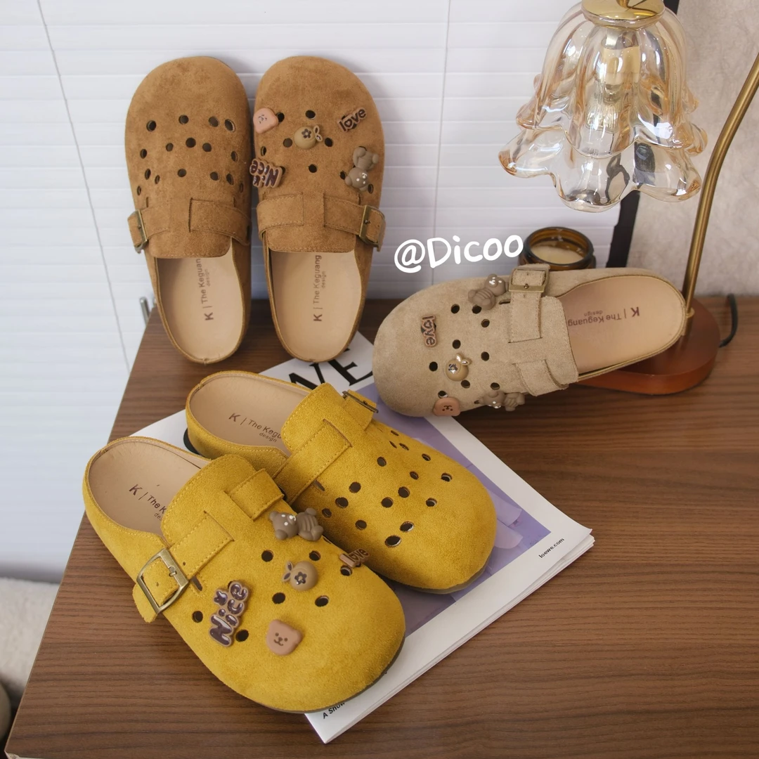 【DICOO】3厘米春夏透气洞洞鞋女平底舒适轻便勃肯拖鞋配件可拆DIY