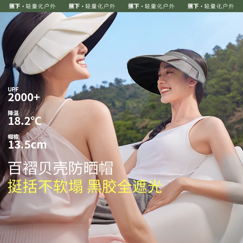 【门店同价】蕉下新款百褶贝壳黑胶BM56124防晒帽防紫外线