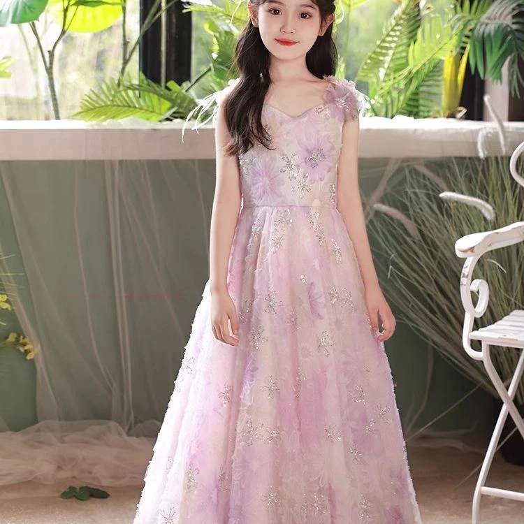 秋冬上新【断码】儿童礼服演出服钢琴主持生秋冬女童女童走秀礼服