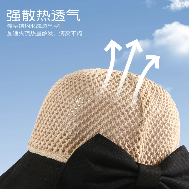 镂空草编渔夫帽女春夏新款透气时尚防晒遮阳帽休闲骑行出游盆帽潮