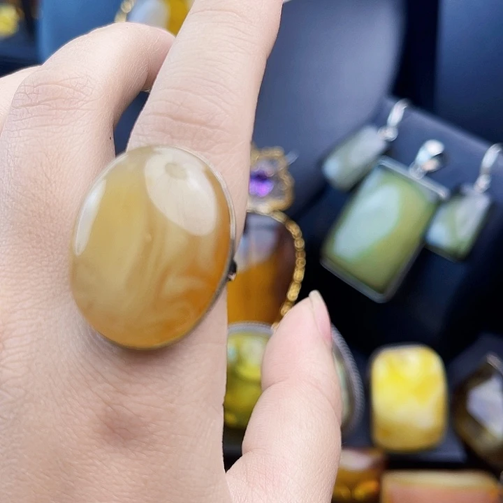 琥珀银S925镶嵌裸石