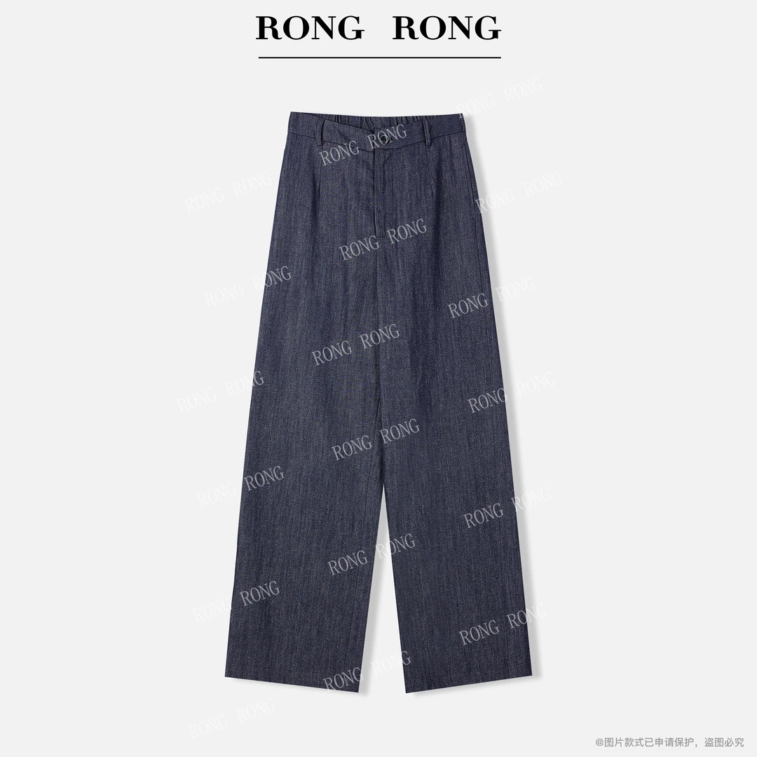 溶溶J【流光蓝屿】RONGRONG莱赛尔亚麻极简风高级感直筒西裤XC80015