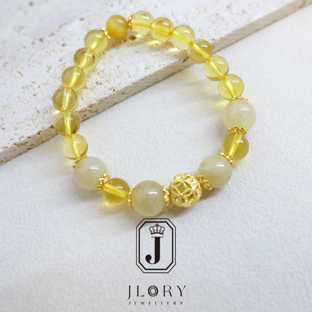 8-9mm 天然黄水晶黄阿赛手串 088