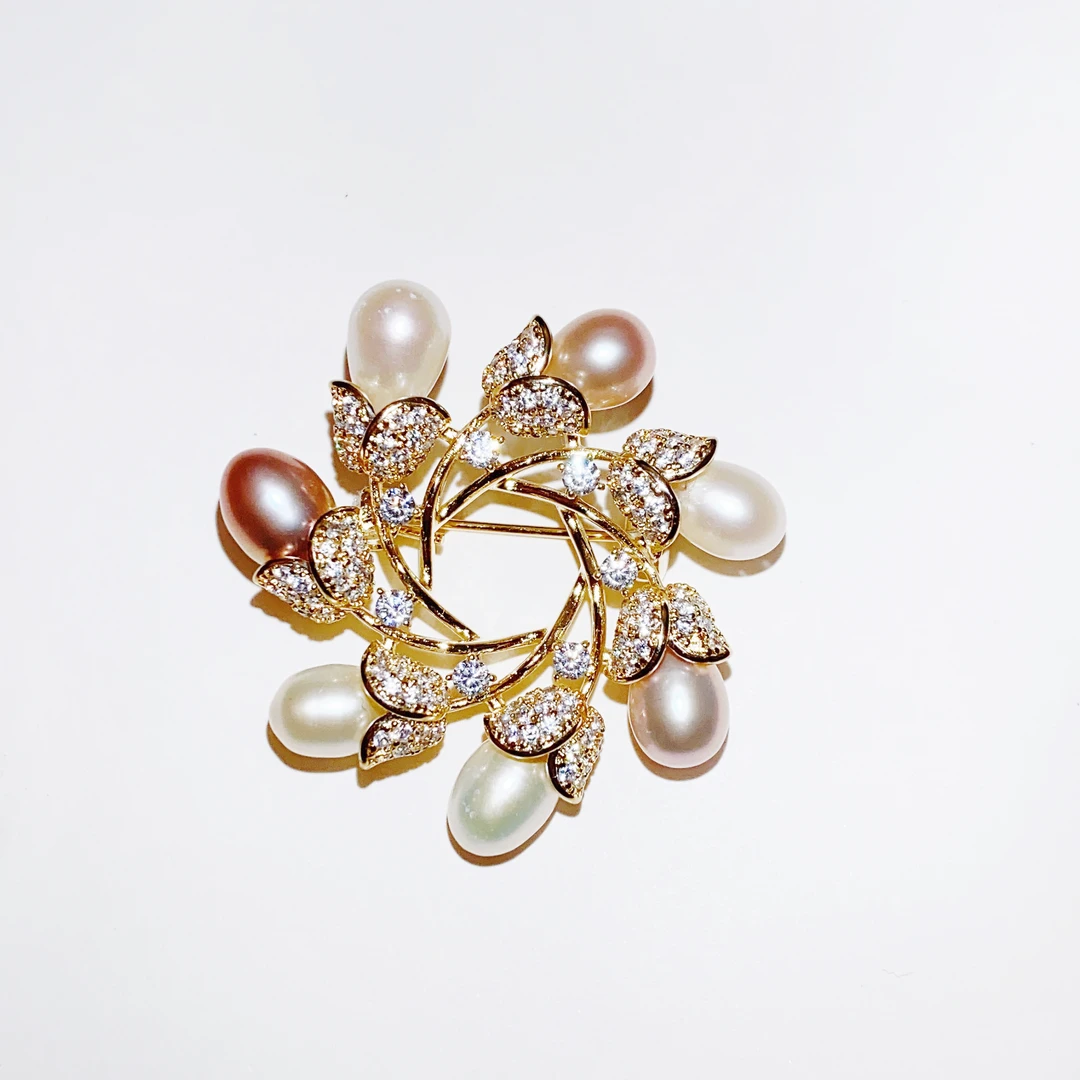 kasiya/卡思雅 铜合金锆石胸针 时尚旋转花环胸针百搭款