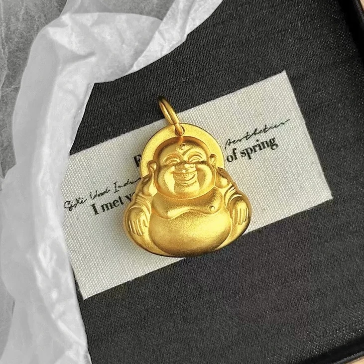 吊坠 精工黄色磨砂大肚佛笑佛吊坠 312601