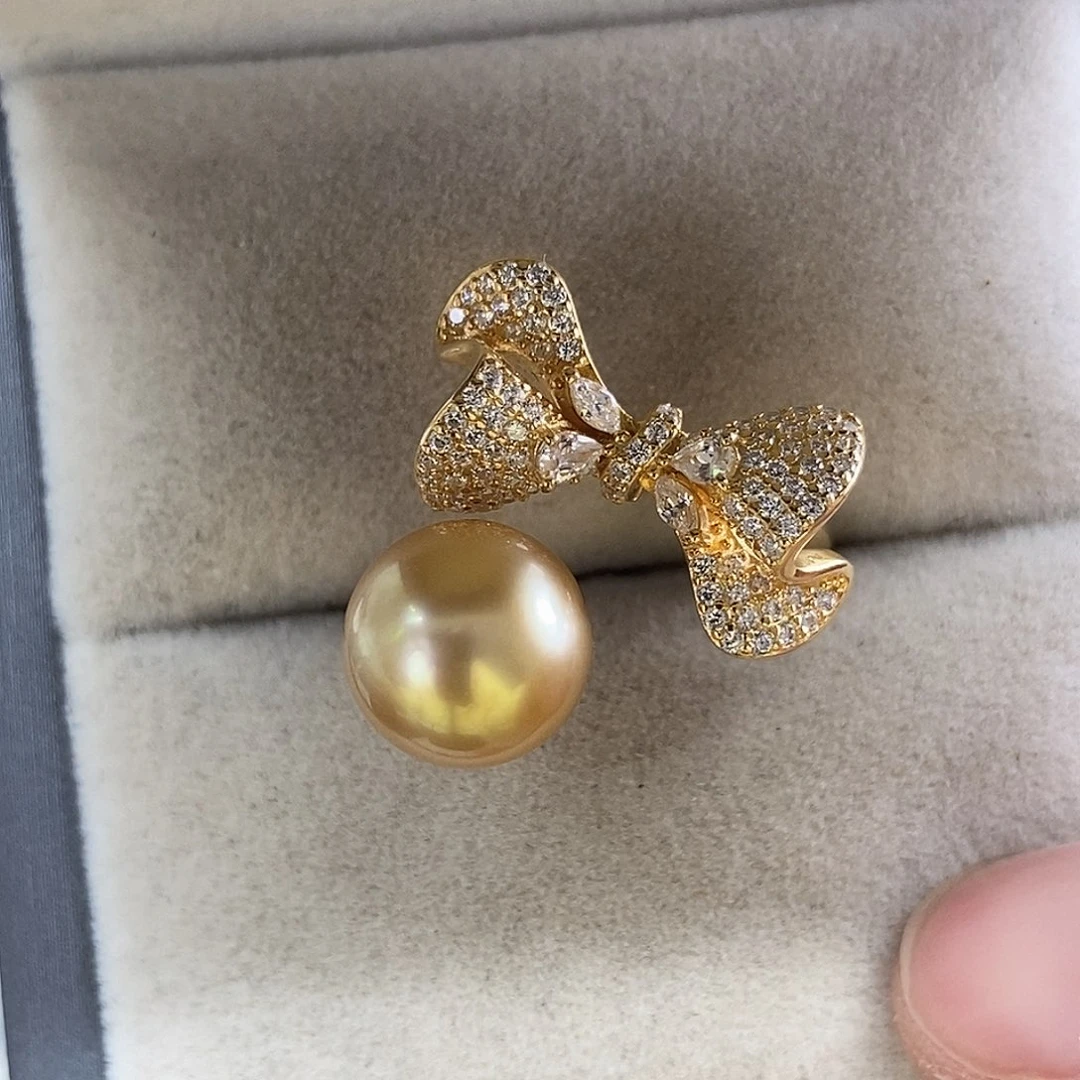 银S925镶嵌戒指海水珍珠