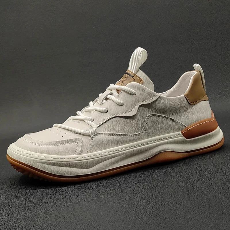 头层牛皮四季新款小白鞋男百搭真皮简约时尚百搭休闲鞋低帮