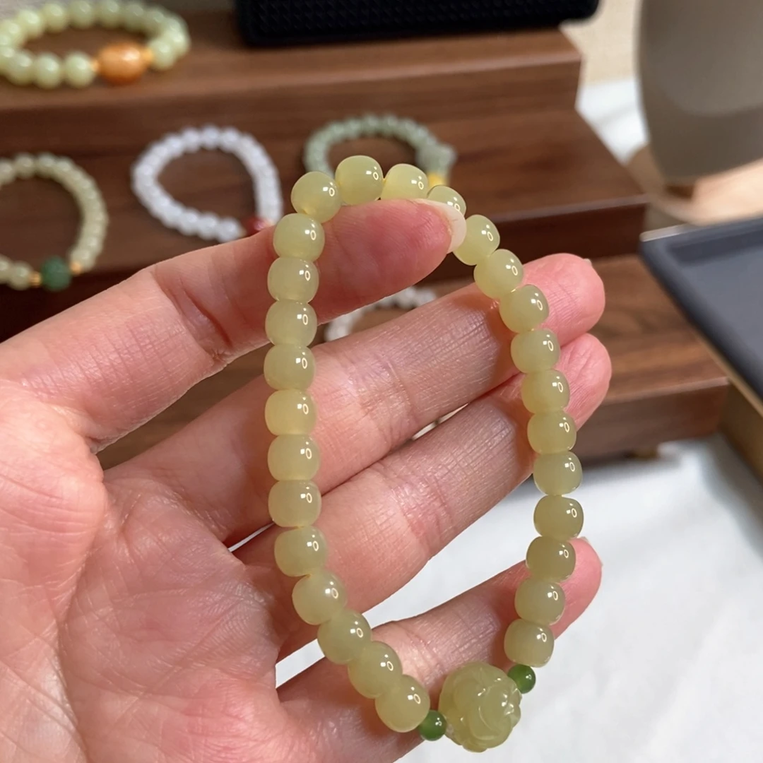 和田玉手链未镶嵌7mm老型黄口