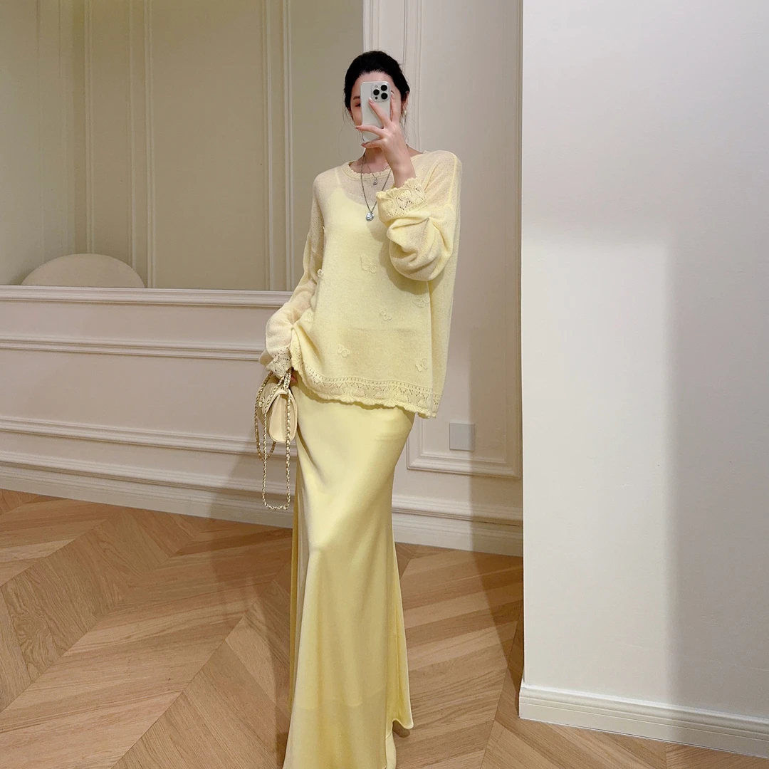 嫚渡醋酸简约纯色半身裙春夏季气质轻奢小众气质百搭时尚显瘦半裙