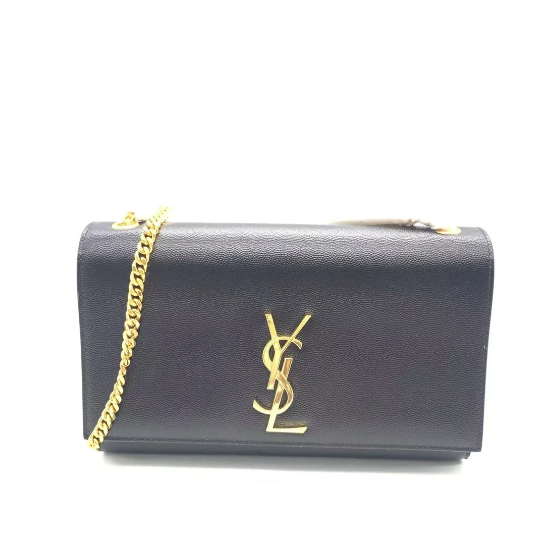99新 YSL/圣罗兰 【安则专属】黑金中号kate链条包