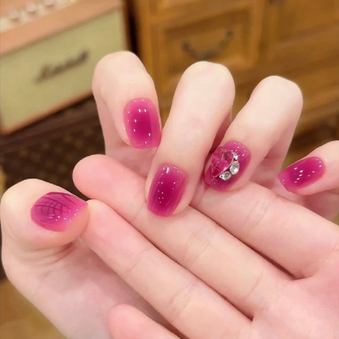 美甲穿戴甲短中长款甲片穿戴美甲玫紫手工穿戴甲2025新款指甲贴片