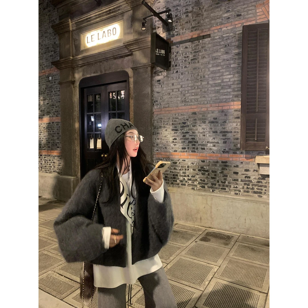 区区欧阳 9/22 20点【超嗲廓形绒绒衫】宽松短款毛呢外套