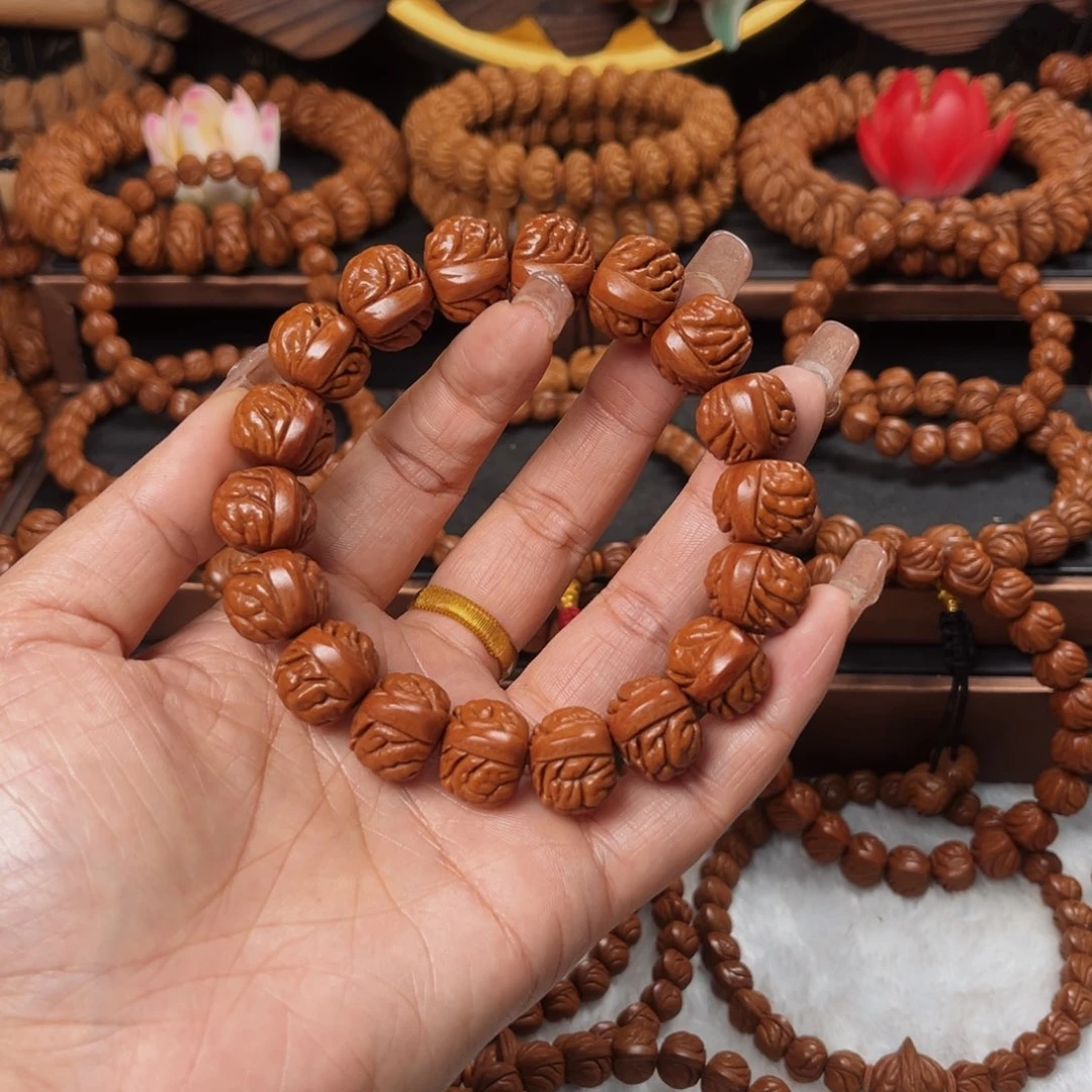 桃核手串17野生籽红皮荔枝