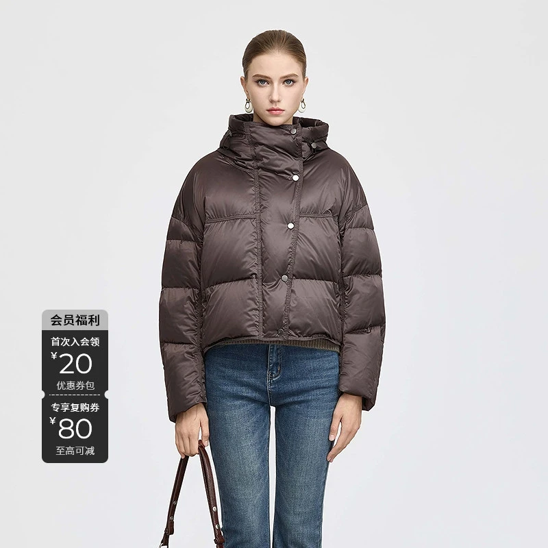 S·DEER圣迪奥女装冬季百搭时尚短款连帽女士宽松休闲显白羽绒服