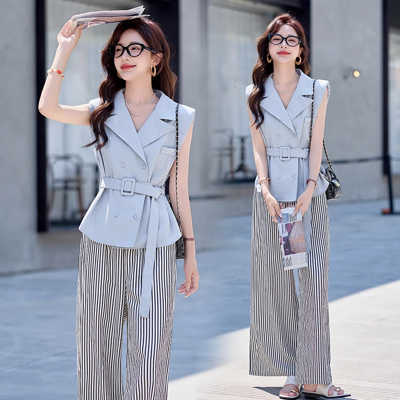 两件套装女神范2025减龄夏季韩版休闲女无袖时尚气质收腰洋气显瘦