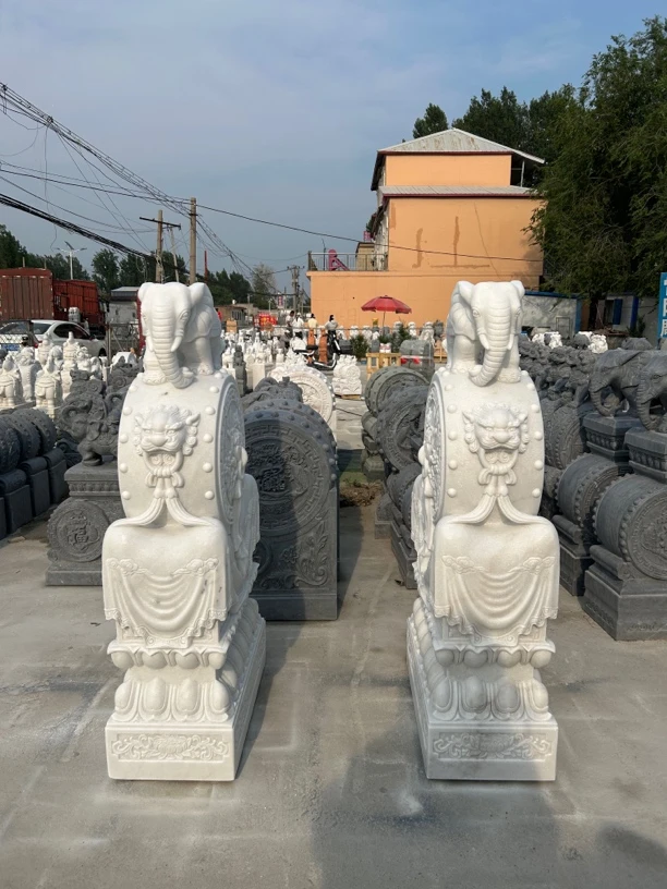 （定金）石雕汉白玉门墩抱鼓石青石门鼓石庭院别墅门口装饰摆件