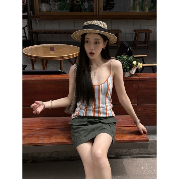 ANNAMOOER 设计师品牌 25春夏新品 彩色条纹吊带背心SOLSOL买手店