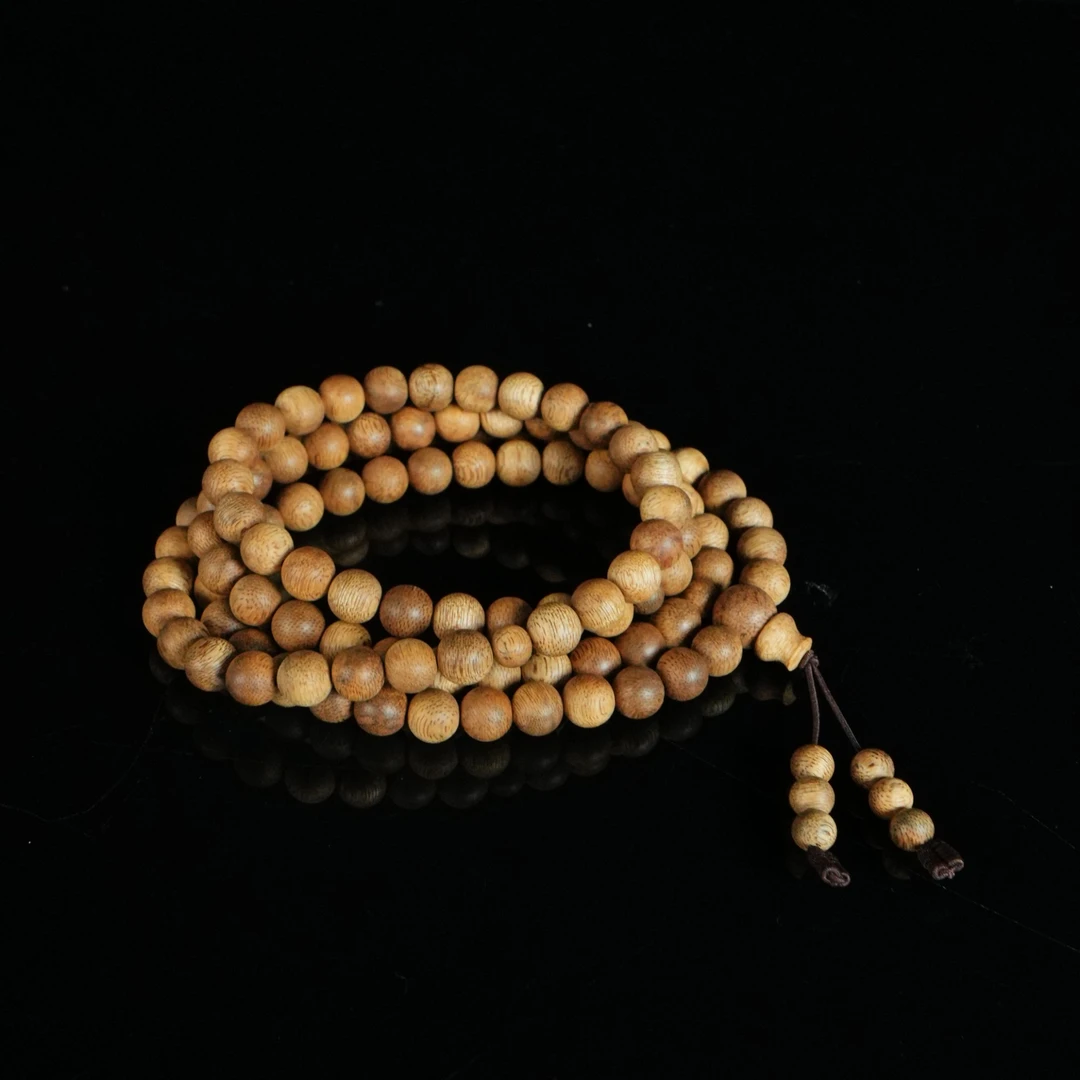 B1398 文莱黄油熟结软丝沉香念珠 0.91cm  28.72g