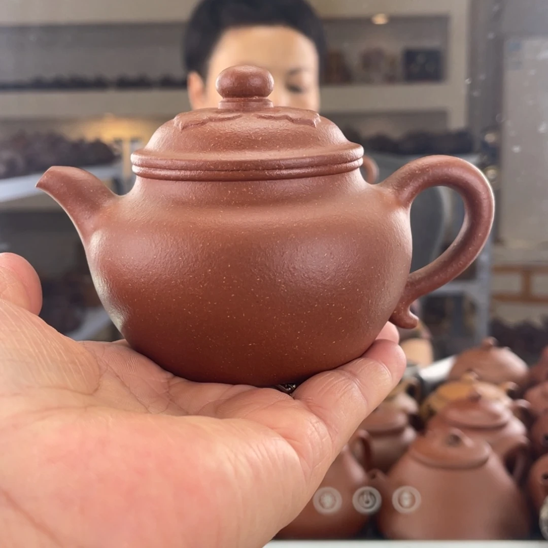 茶壶紫砂陶都路挑纯红降坡如意莲子200cc半手工
