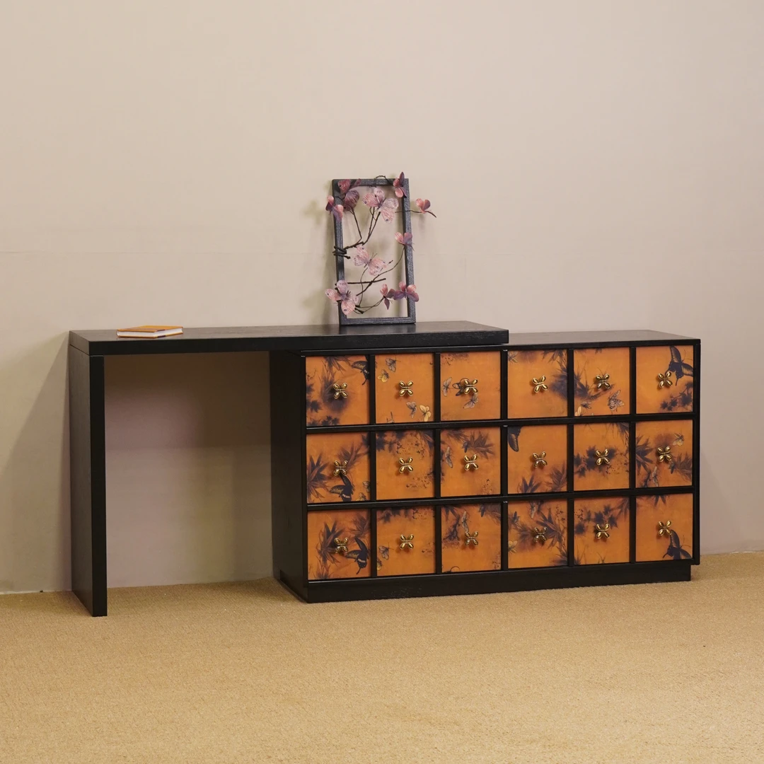 【蝶语妆台柜】中古实木梳妆台斗柜书桌法式艺术组合卧室柜储物