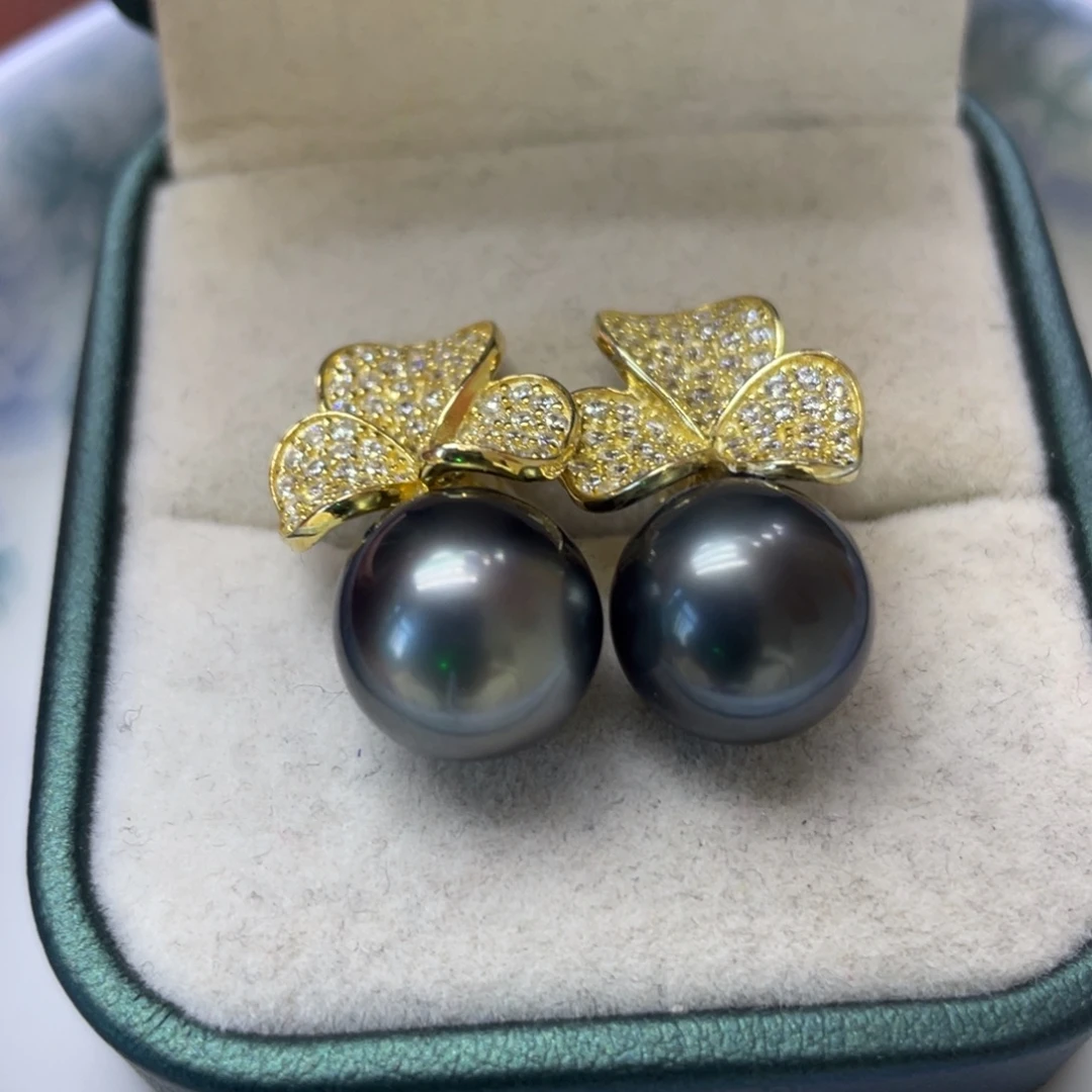 海水珍珠耳饰银S925镶嵌