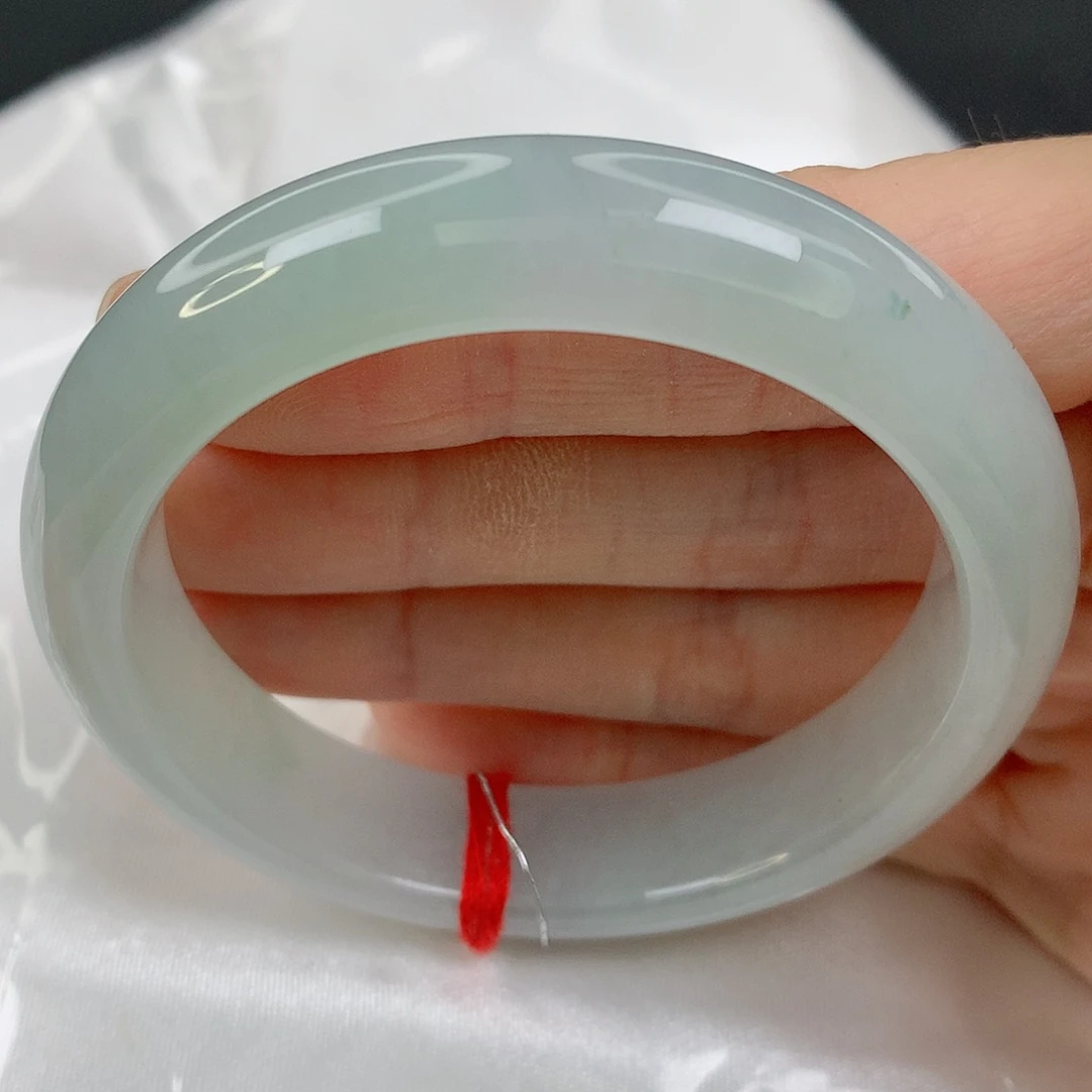 未镶嵌手镯翡翠51正圈，冰胶清透，淡晴底，09