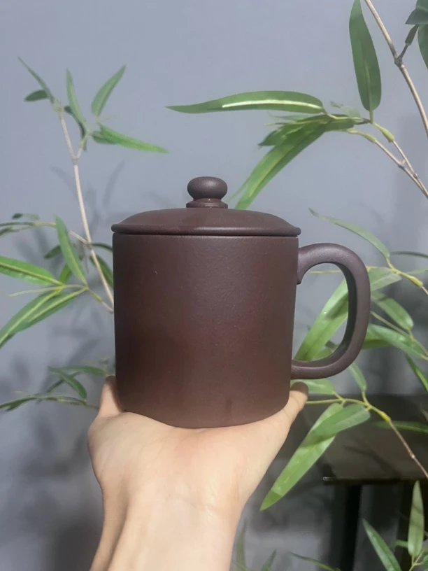 宜兴紫砂老板杯紫泥家用办公紫砂盖杯