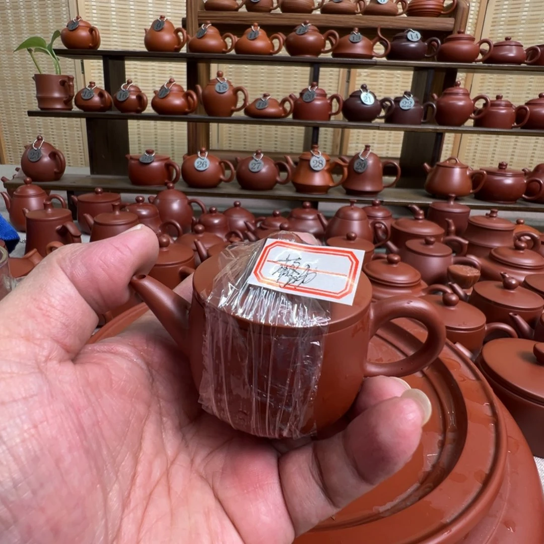 格***户茶壶紫砂潮州手拉朱泥壶，微瑕不退换