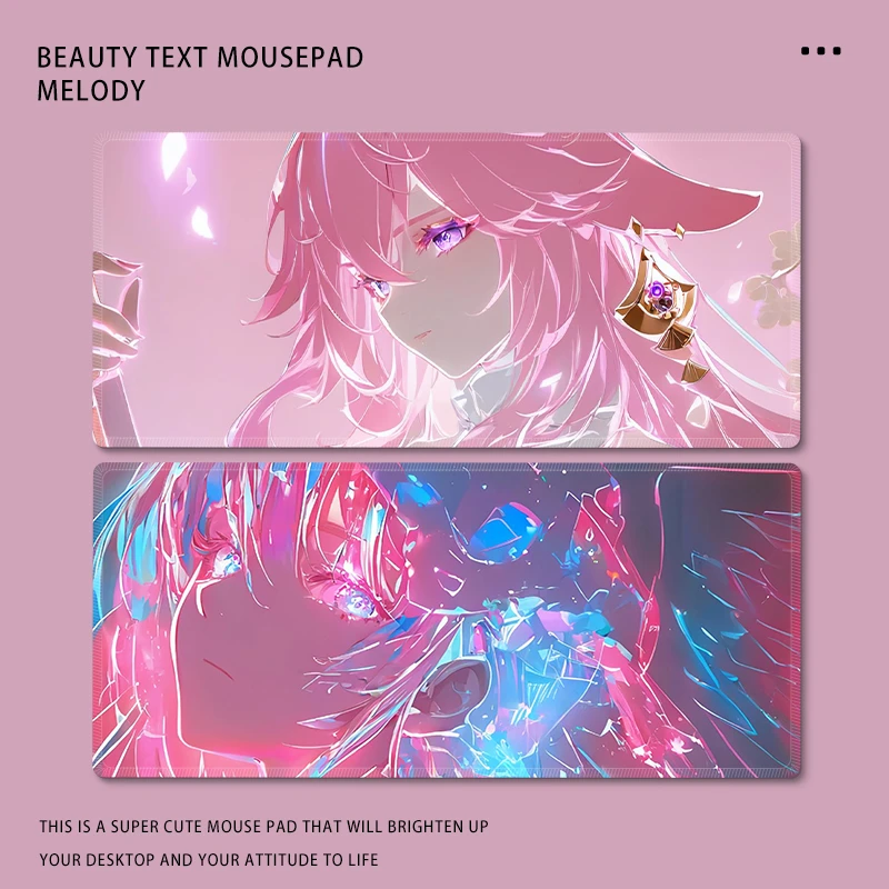 鼠标垫超大号炫彩流光美女办公桌垫加厚电竞游戏滑鼠垫书桌垫定制