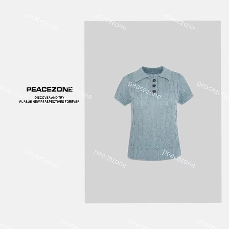 Peacezone 天丝+亚麻 休闲复古气质百搭polo短袖上衣
