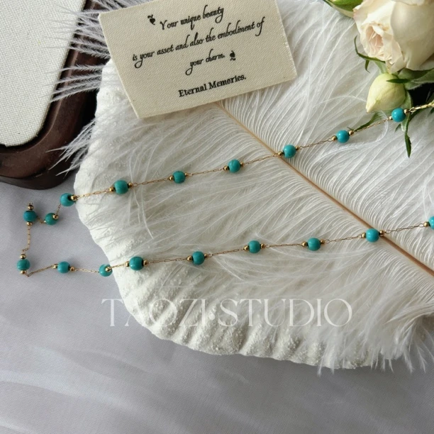 钛钢项链 复古民族风串珠锁骨链