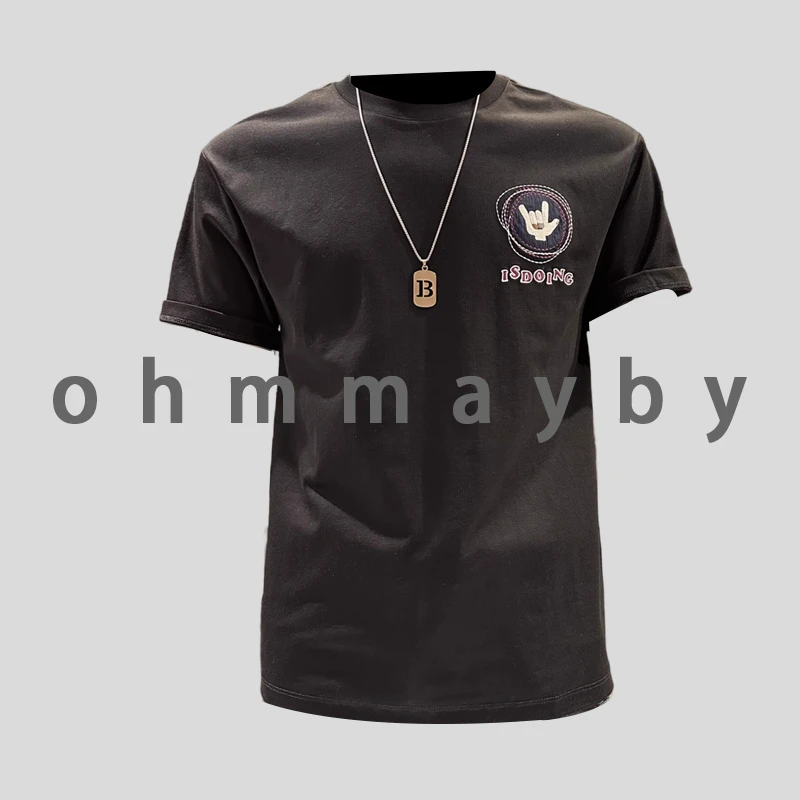 ohmmayby美式男士短袖t恤夏季新款刺绣高端体恤男款潮牌宽松上衣