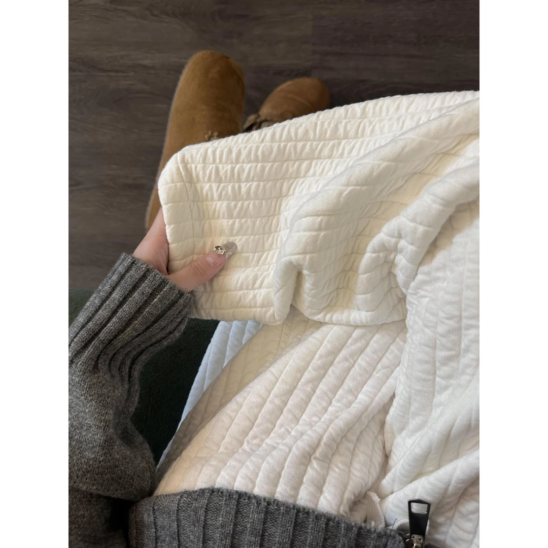 简约空气棉保暖睡裤女秋冬季新款休闲宽松阔腿裤家居大码加厚长裤