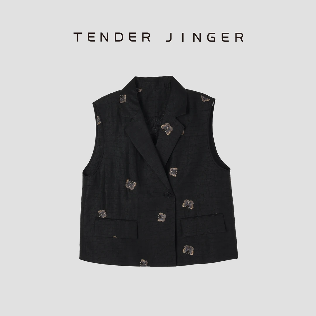 Tender Jinger【黑标】新中式国风桑蚕丝马甲T51LAN80276