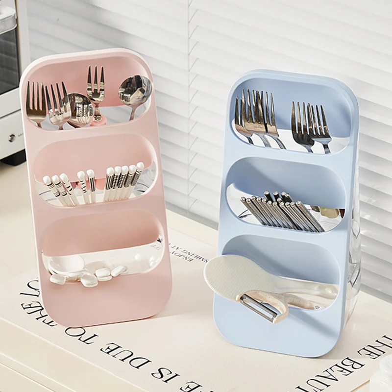 橱明星斜插式分格沥水筷笼家用多功能透明餐具置物架高颜值收纳架