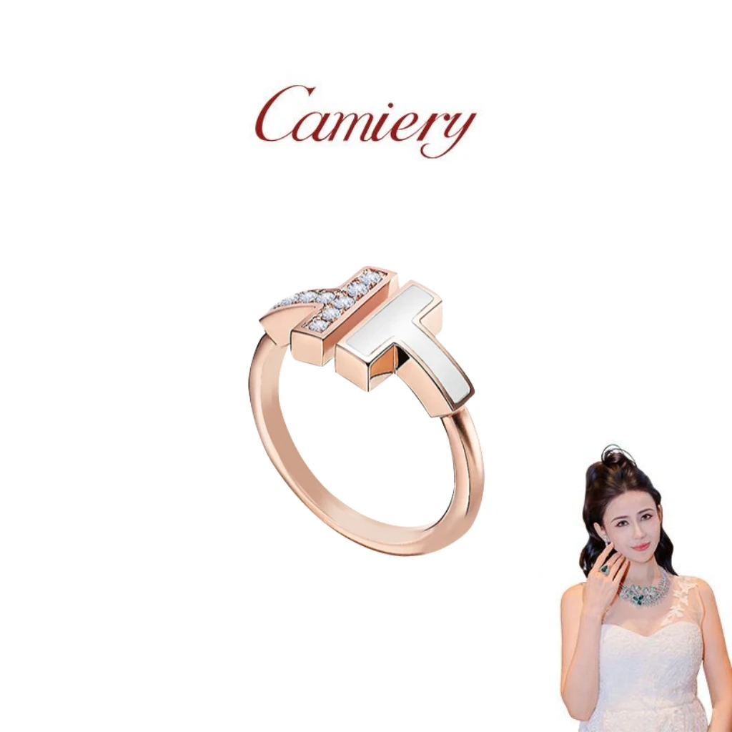 【努尔专属】CAMIERY/卡美瑞 时尚轻奢高级双T戒指玫瑰金