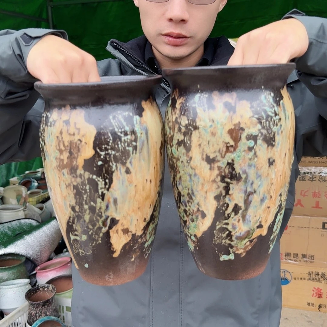 紫砂花盆口15高25（两个老庄姹寂