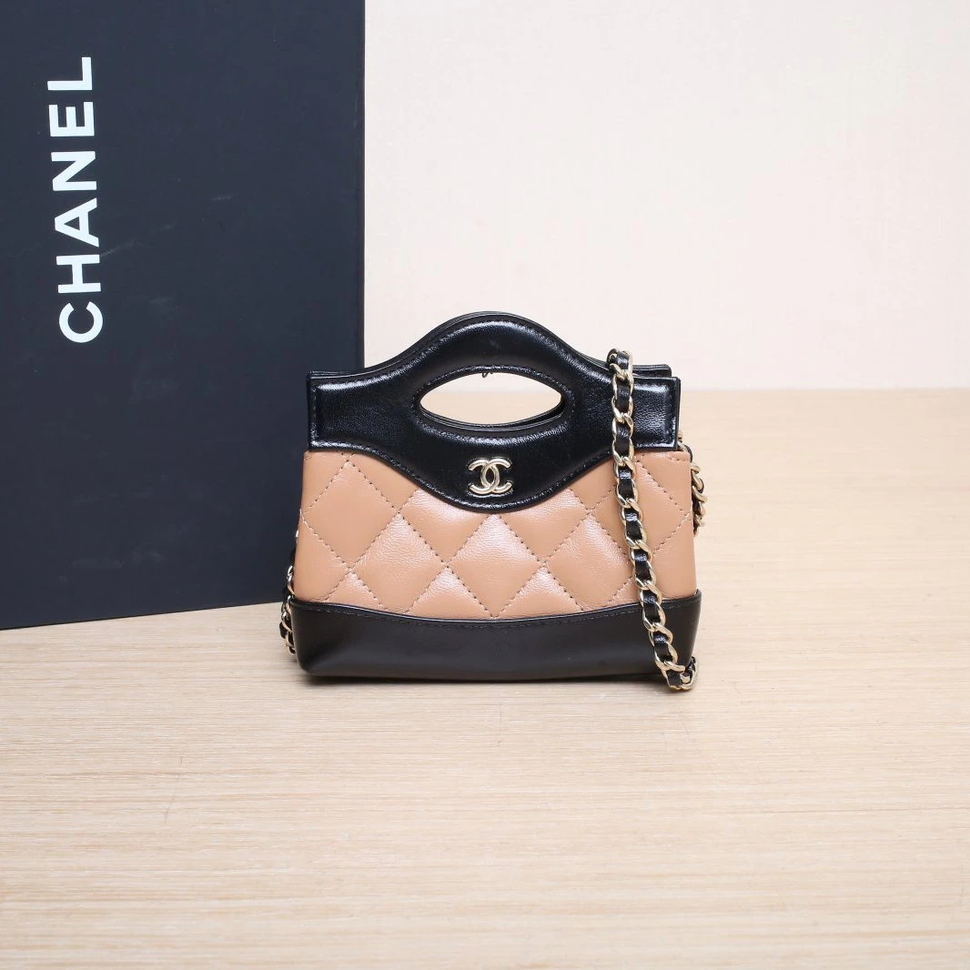 99新 Chanel/香奈儿 【黑黑】24S 31Bag 超Mini 拼色 菱格纹 黑棕