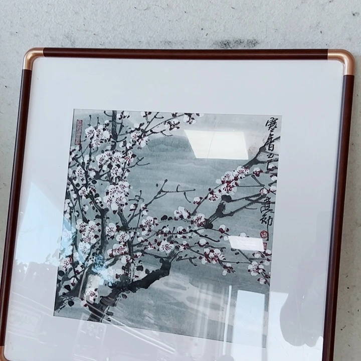 国画石建勋一平尺带框寒香