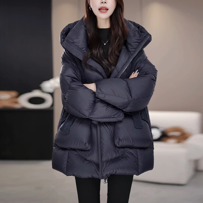 休闲蓬松极寒系列中长款羽绒服2025冬新款女士时尚保暖白鸭绒外套