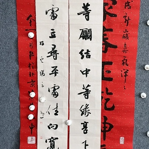 【闪购商品】国画槐**杨四尺对开对联作品欣赏