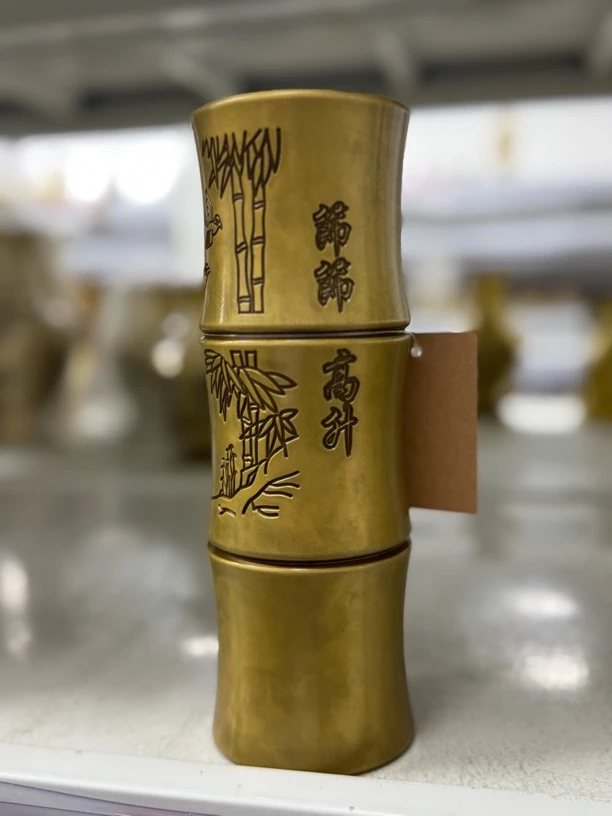 纯铜竹子节节高升香筒桌面家居摆设工艺品