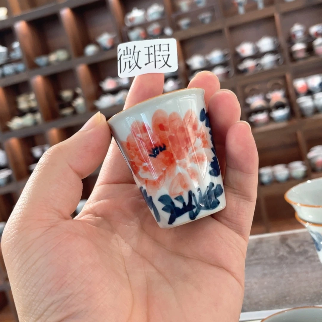 釉下手绘茶具微瑕