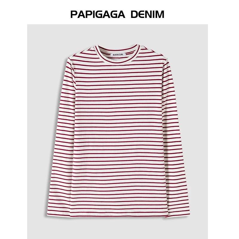 2025春秋新款时尚百搭简约撞色条纹长袖上衣